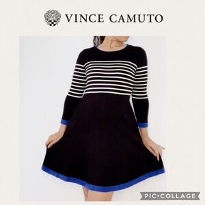 Vince Camuto long sleeve color block sweater dress